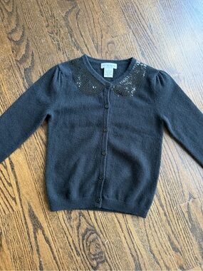 Bergdorf Goodman Girls 100% Cashmere Sequin Collar Cardigan Size 5